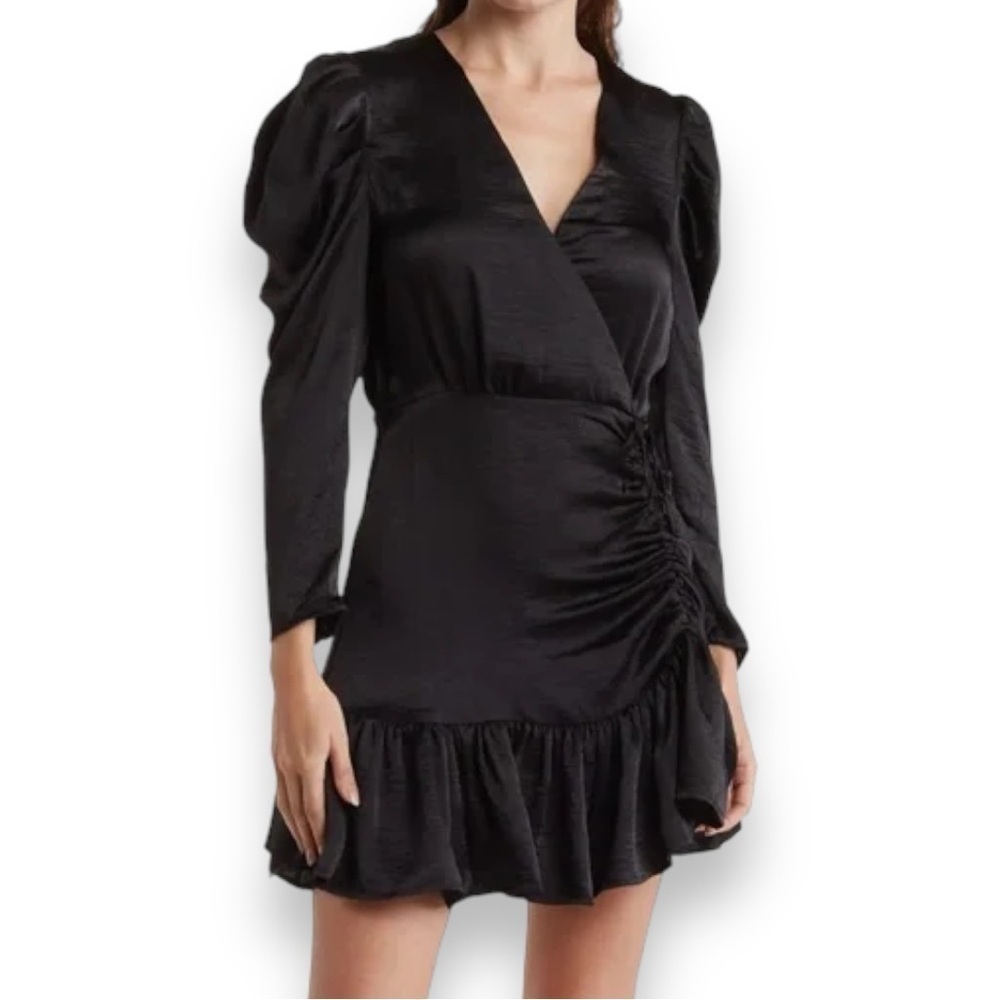 Steve Madden Dress Nyla Faux Wrap Ruffle Cocktail Prom Mini Size L NWT‎